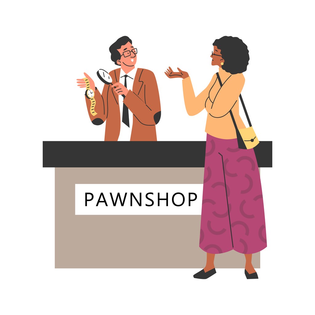 A woman visiting a pawn shop