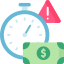 Stopwatch next to money from a loan