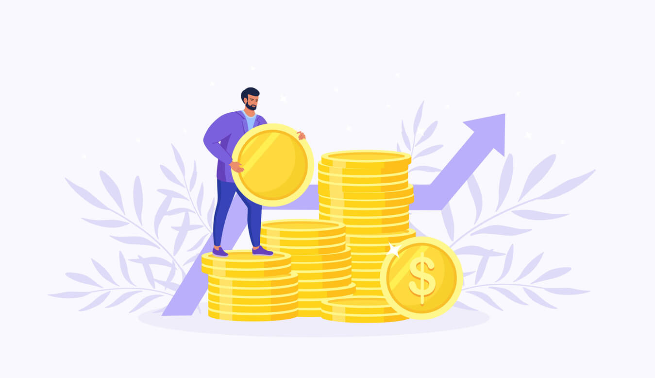 graph line increasing with high stack of coins